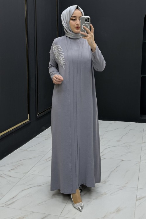 Ecrin Elbise Takım Gri