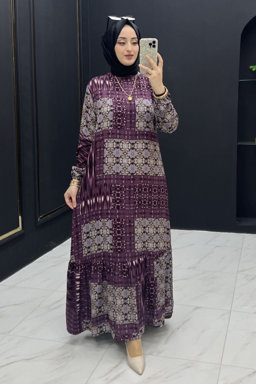 Etnik Elbise Koyu Mor