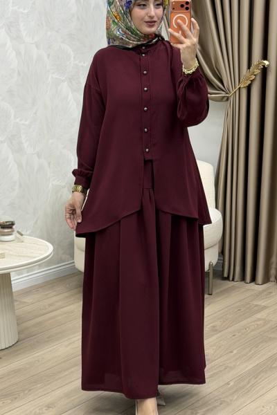 Laçin Etek Takım Bordo