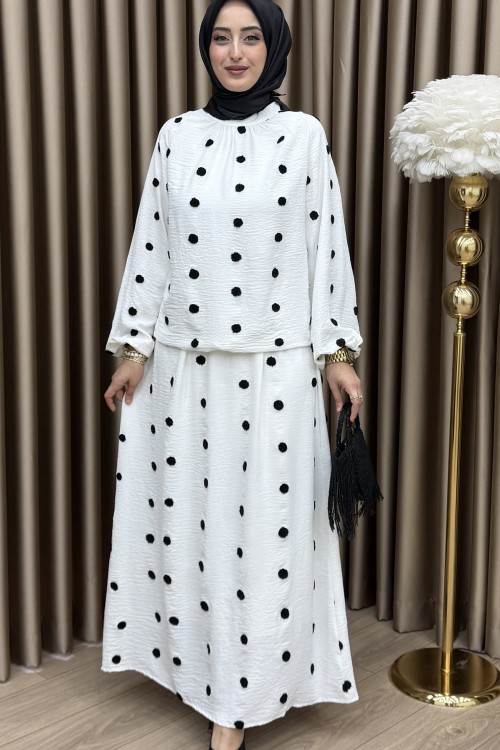 Mila Etek Takım Beyaz