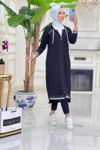 9111 Uzun Penye İkili Takım  - Siyah