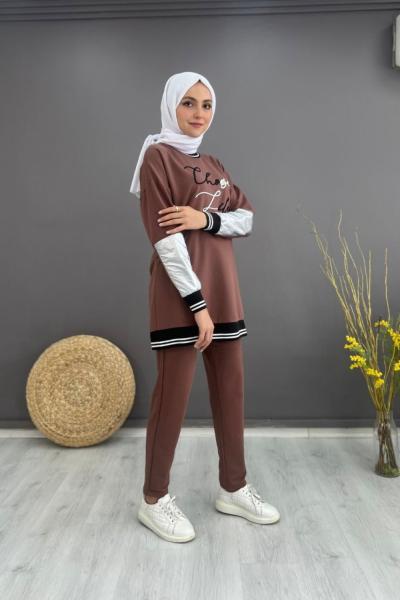 9561 Pamuklu Penye Takım Kahve