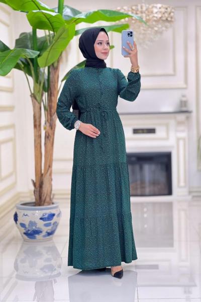 Ayten Viskon Elbise - YEşil