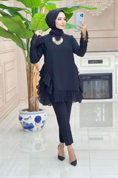 Balkız  Krep Takım - Siyah