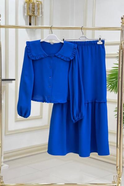 Bebe Yaka Etekli Takım Saks