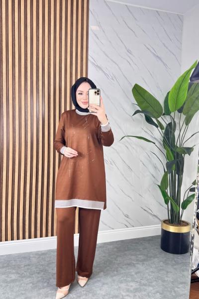 Cam Kırığı Desen Pamuklu Penye Takım