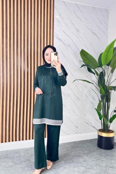 Cam Kırığı Desen Pamuklu Penye Takım