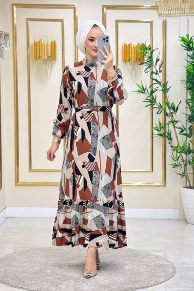 Dilber Pamuklu Viskon Elbise