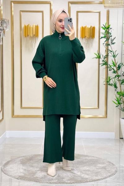 Eda Fitilli Triko Takım - Zümrüt
