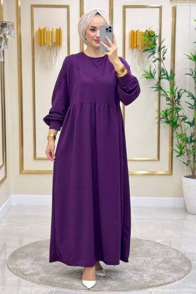 Elmira Penye Elbise- koyu mor