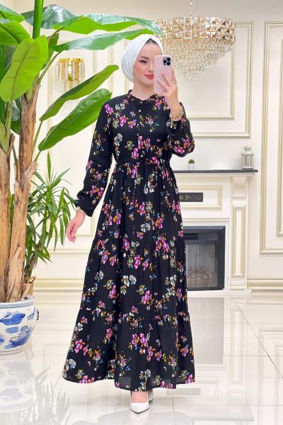 Emel Viskon Elbise - Siyah