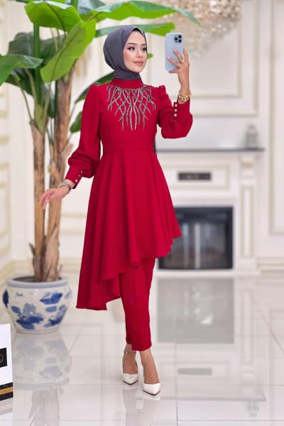 Eylül Krep Takım - Kırmız