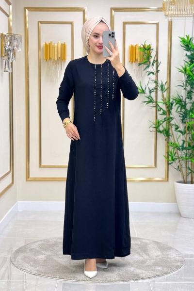 Fatmagül Krep Elbise - Siyah