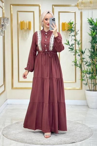 Fatoş Nakış İşleme Viskon Elbise