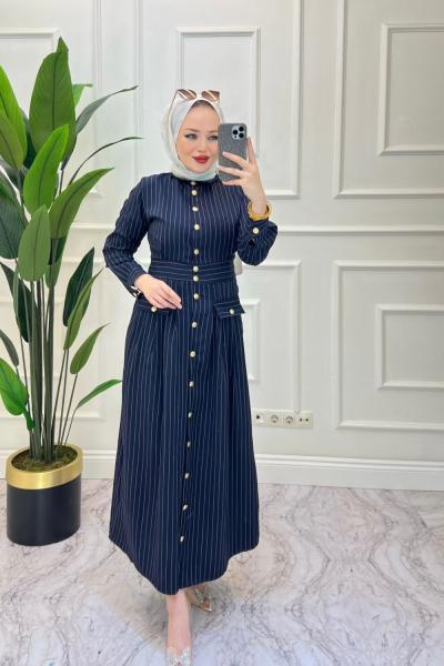 giza elbise-lacivert