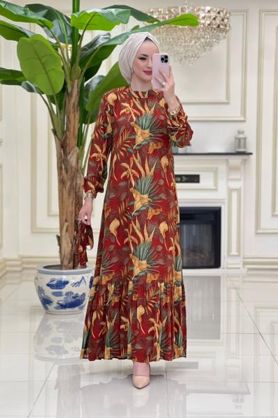 İfteri Vİskon  Elbise - Kahve