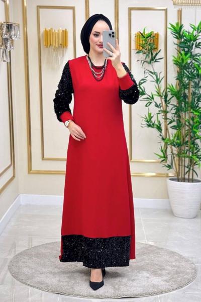 İlham Elbise - Kırmızı