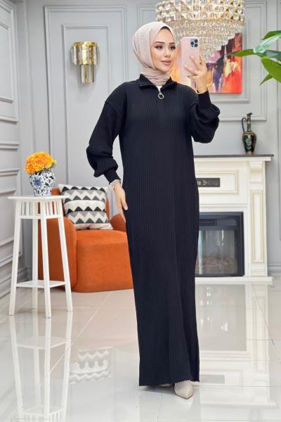 Karanfil Triko elbise - Siyah