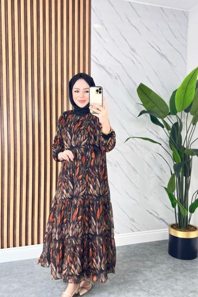 Lidya Astarlı Şifon Elbise