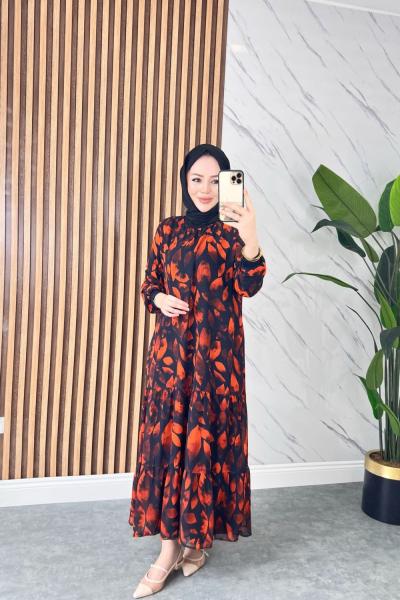 Lidya Astarlı Şifon Elbise