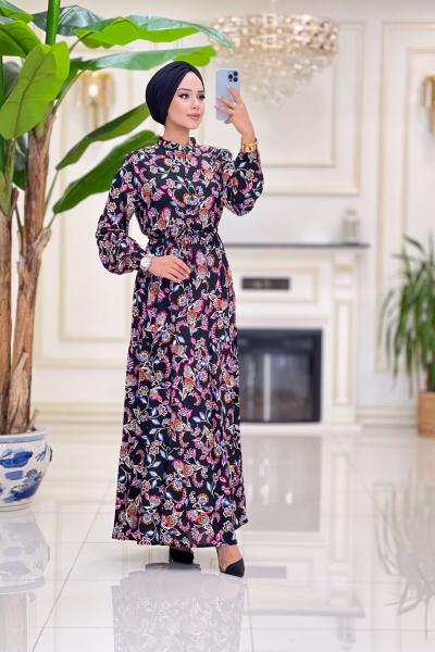 Melek Viskon Elbise - Siyah