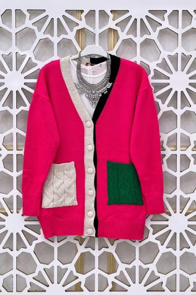 Mısra Triko Yelek Fuşya