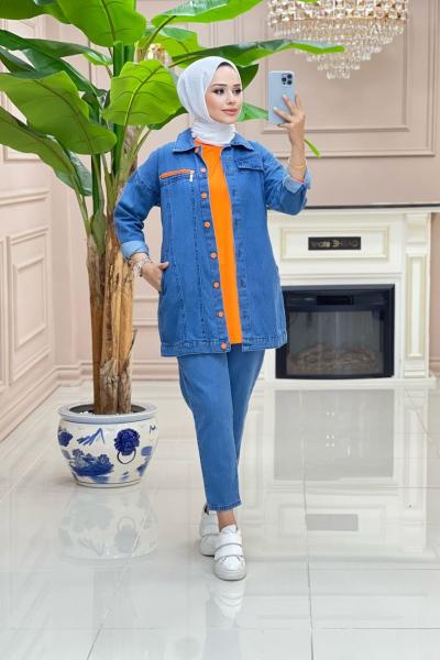 Müge Kot 3 Lü Takım -  Turuncyu