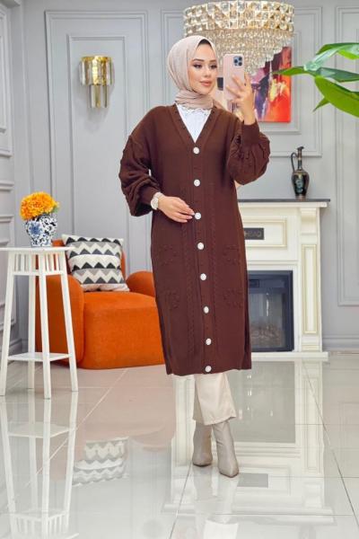 Pınar Triko Hırka -  Kahve