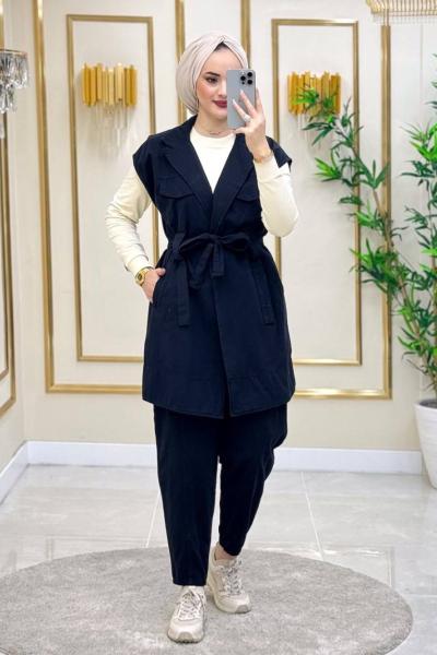 Rümeysa Gabardin Kot 3 Lü Takım