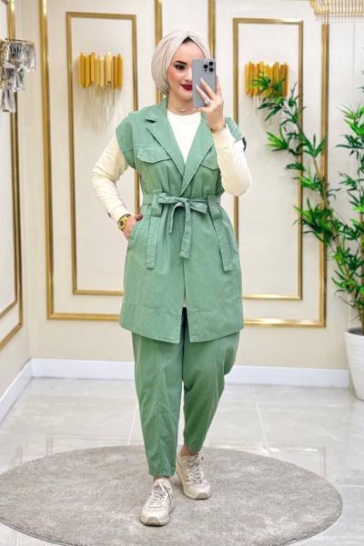 Rümeysa Gabardin Kot 3 Lü Takım