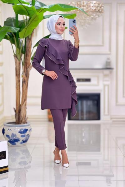 Şehzade Krep Takım - Mürdüm