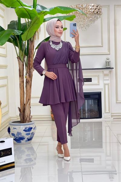 Şila Krep Takım - Mürdüm