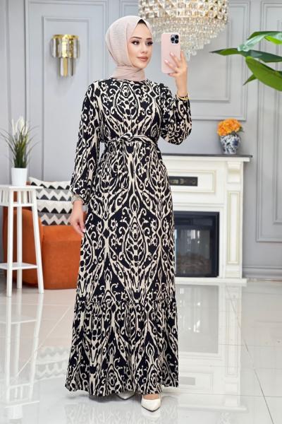 Sümra Viskon Elbise - Siyah