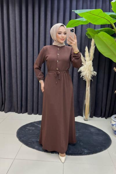 Suzan Fitili Elbise - Acı Kahve
