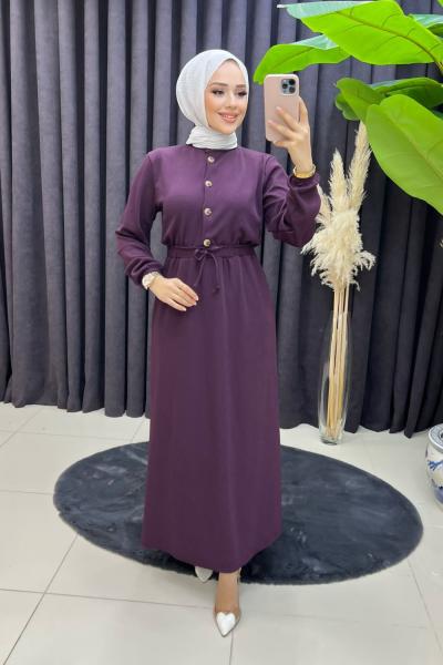 Suzan Fitili Elbise - Mürdüm