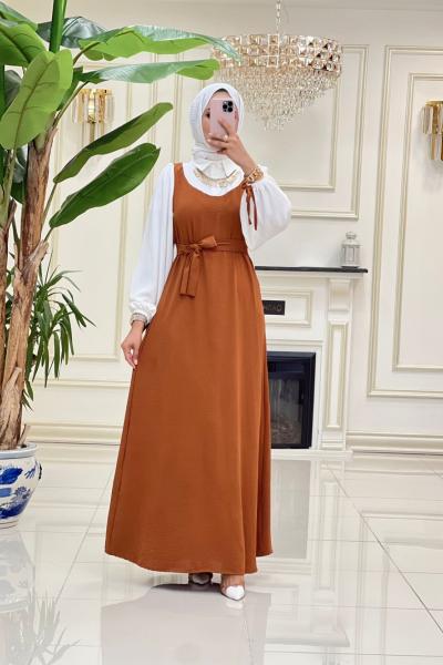 Tuğba İthal Aerobin Elbise - Taba