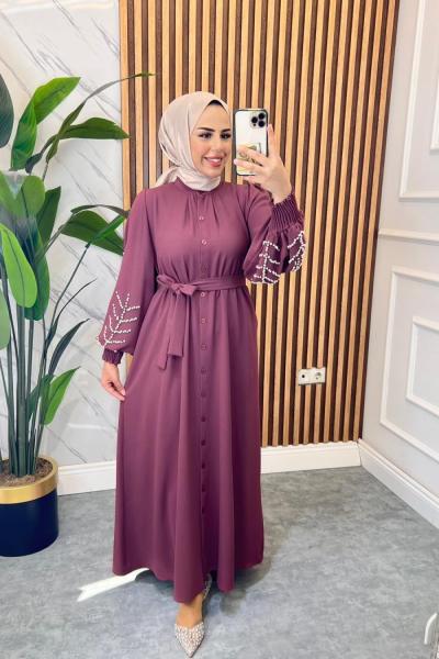 Tülay Krep Düğmeli Ferace