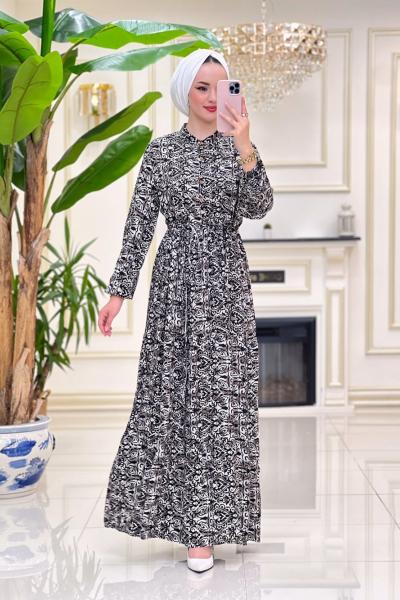 Yağmur Viskon Elbise - Siyah