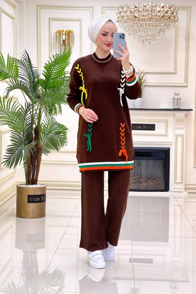 Yasemin Triko Takım Kahve