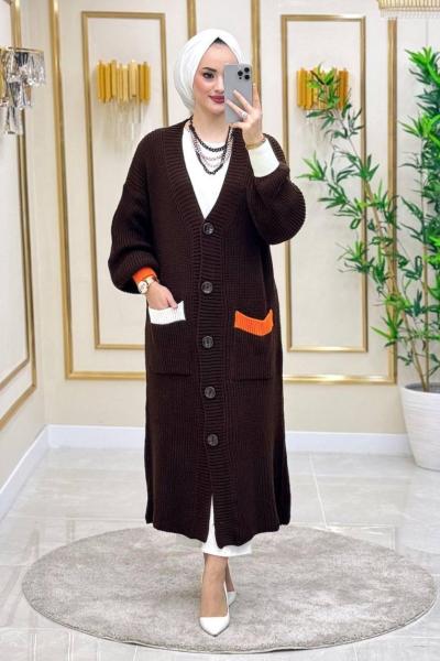 Yeşim Triko Hırka -  Kahve