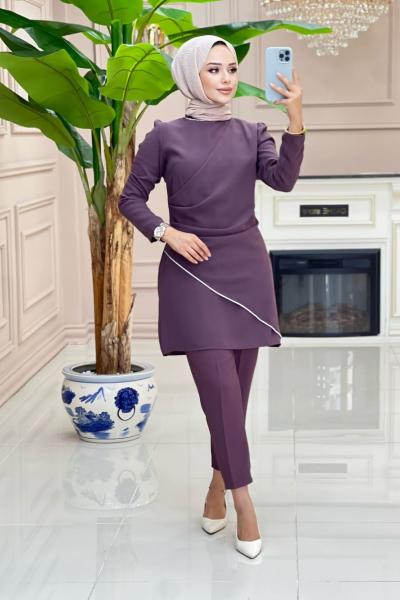 Züleyha Krep Takım - Mürdüm