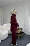Asimetrik Yaka Scuba Takım Bordo