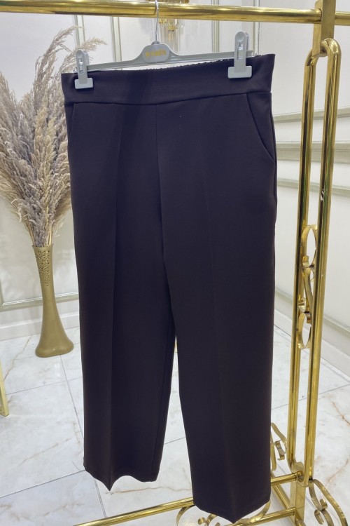 Bol Paça Double Pantolon Kahverengi