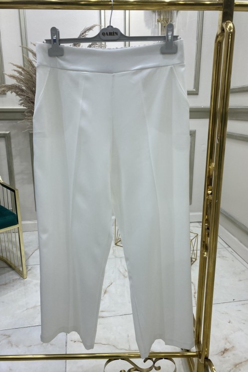 Bol Paça Double Pantolon Beyaz