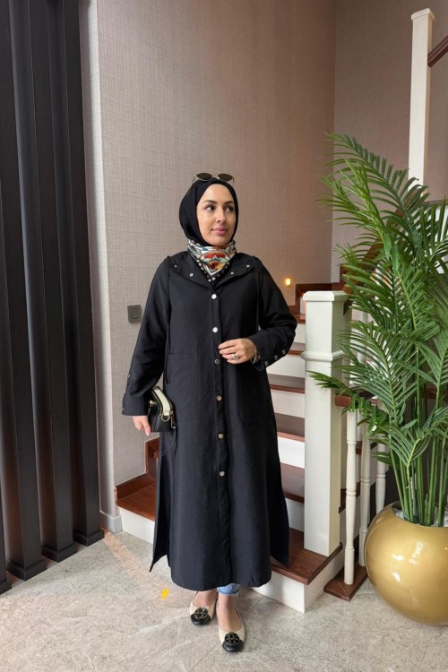 Çıtçıtlı Cupra Kap  Siyah