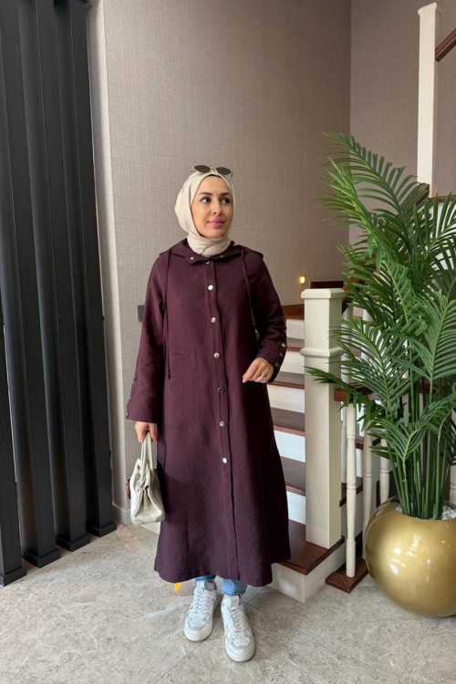 Çıtçıtlı Cupra Kap  Mürdüm