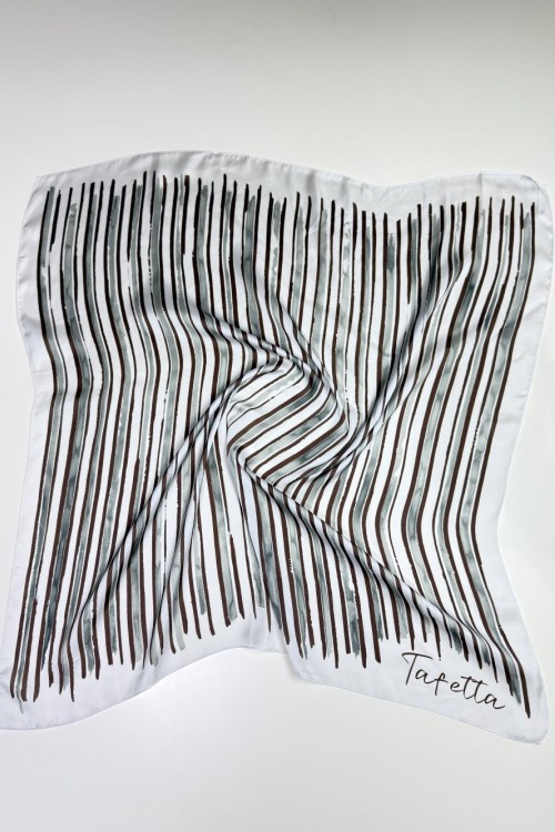 Çizgi Fular kahverengi-yeşil