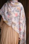 Floral Desen Soft Pamuk Şal Haki