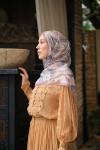 Floral Desen Soft Pamuk Şal Vizon