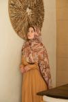 Floral Desen Soft Pamuk Şal Kahverengi